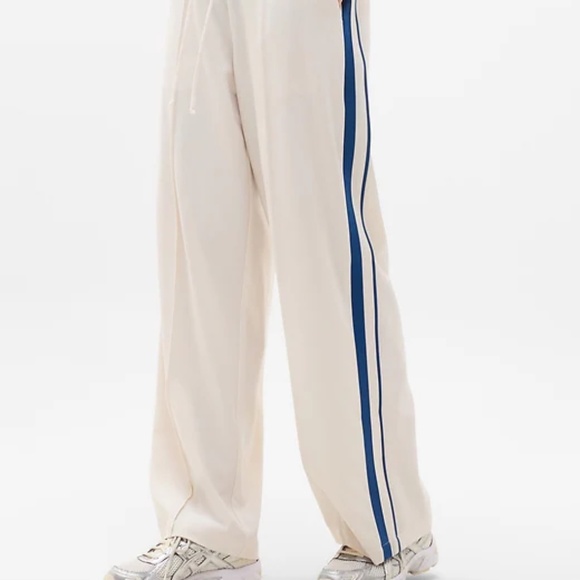 Athleta Pant MVP Mid Rise Side Stripe ivory blue MP - Picture 2 of 11